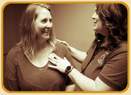 Two women discussing healthcare